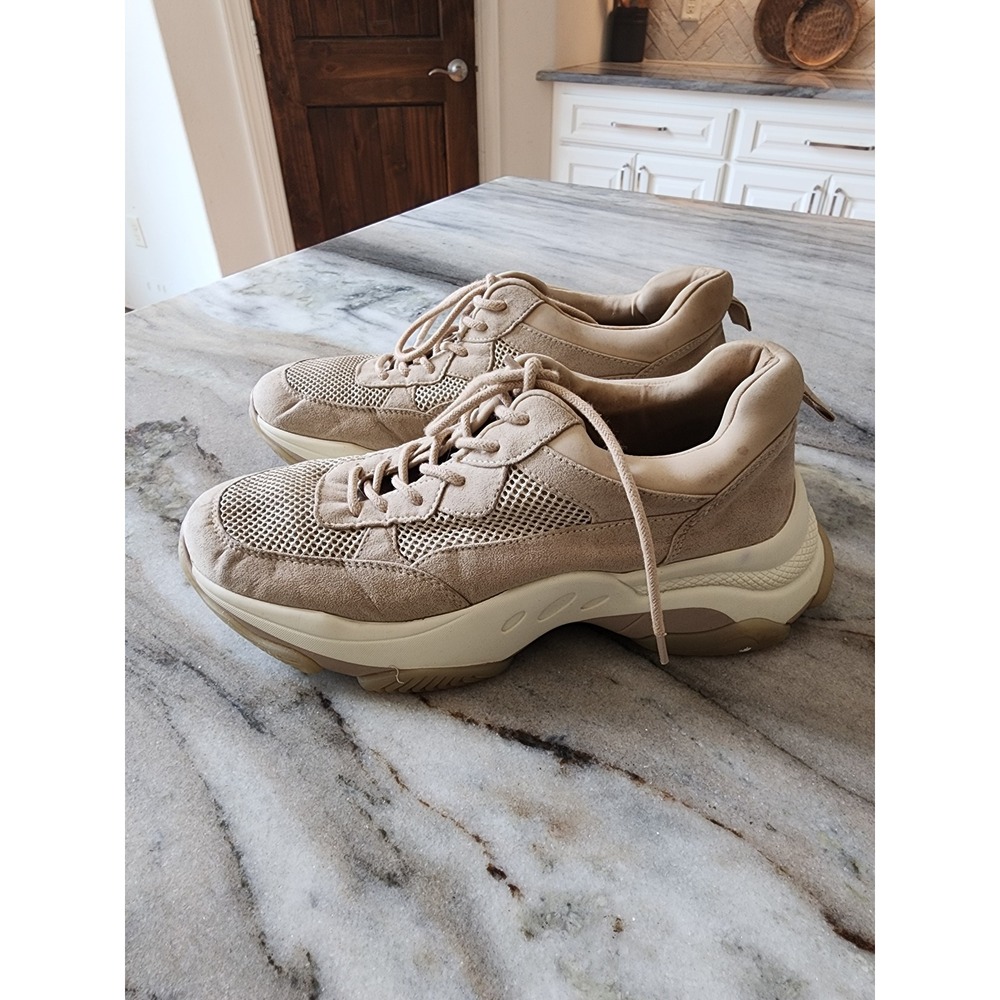 Steve Madden Cliff Tan Suede Mesh Chunky Platform Sneakers Womens Dad Shoes